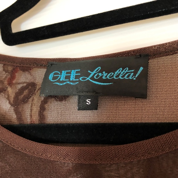 Gee Loretta Sheer Mocha Blouse / Yarn Design S - Picture 3 of 8
